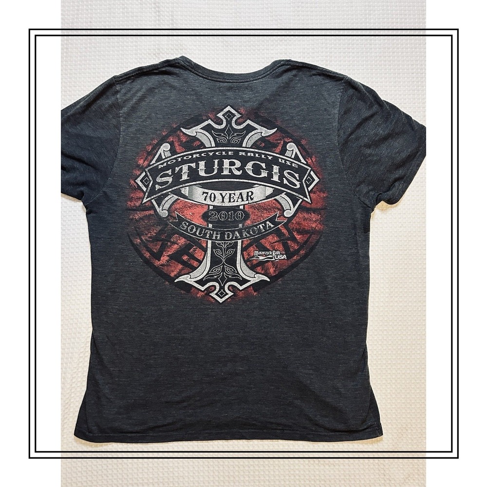 Sturgis The 70TH Anniversary T-Shirt Men's Large - Gray - Short Sleeves 2010